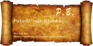 Petrányi Bianka névjegykártya